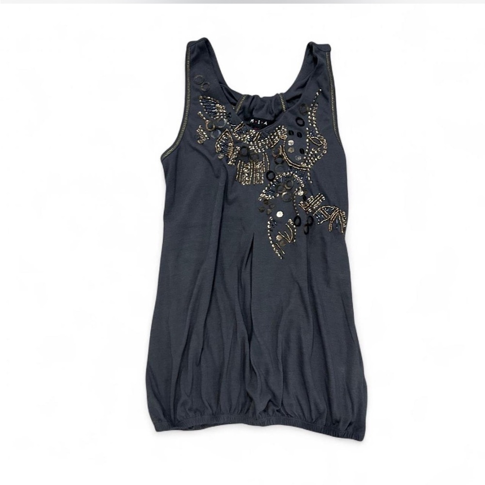 MIA Grey Beaded Tank Top